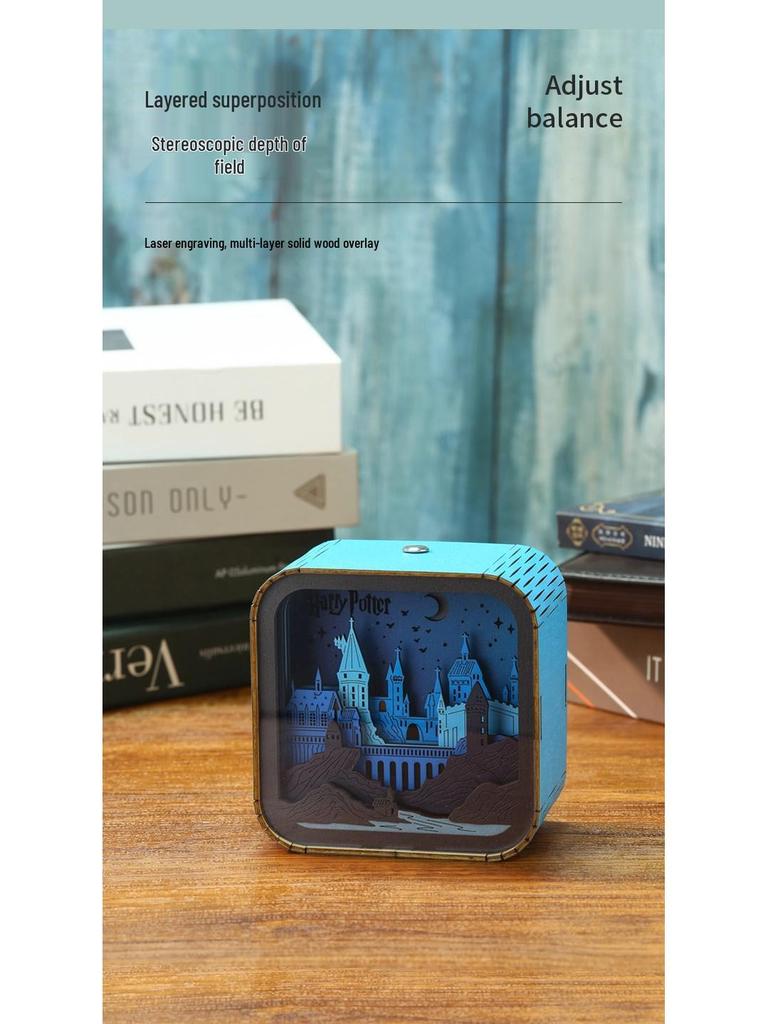Ночник «Гарри Поттер Хогвартс» из дерева – Креативный подарок на день рождения и настольное украшение для детей