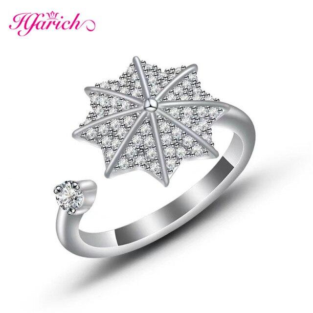 Hfarich Blue Crystalline Butterfly Finger Ring Rotate Freely Anti Stress Anxiety Rings Girl Nuptial Wedding Occasion Women Jewelry Engagement Present