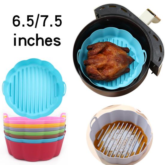 6,5/7,5-дюймовый круглый силиконовый вкладыш для аэрофритюрниц с антипригарным покрытием Формы для выпечки в микроволновой печи Безопасный бинауральный дизайн для выпечки