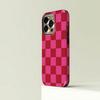 Клетчатый Розово-Красный Чехол для Телефона для iPhone 17 17e 16e 16 15 14 13 12 11 X XS XR XSMAX 7 8 Air Pro Max Plus Двухслойная Задняя Крышка