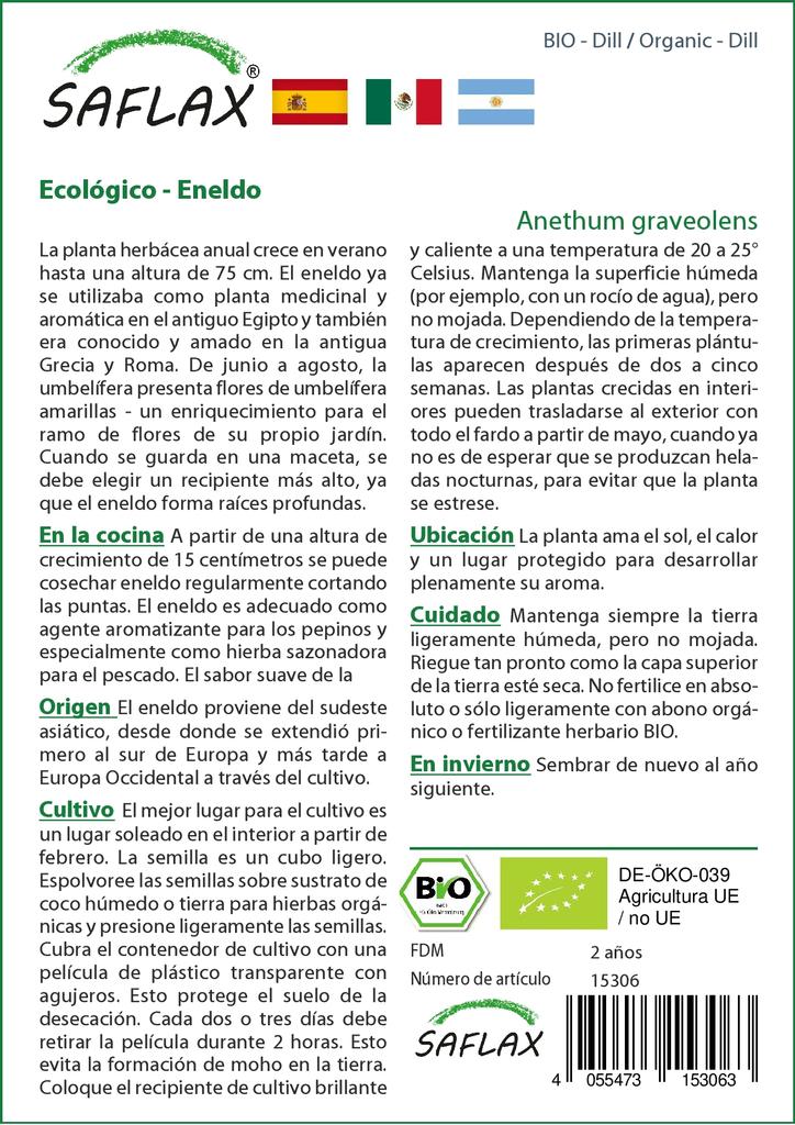 SAFLAX Garden in the Bag - Органический - Укроп - 700 семян - С субстратом в подходящем мешке - Anethum Graeolens