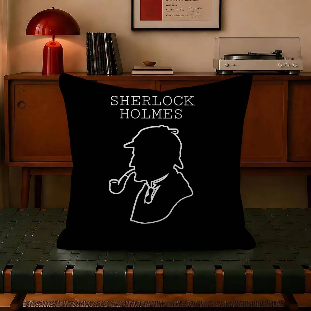 Literary Sherlock Holmes Decorative Polyester Throw Pillow Cover Square Suitable for Home Office Coffee Shop Decor