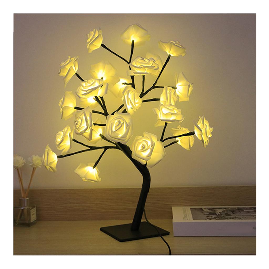 LED Tabletop Bonsai Tree Lamp USB Tree Lamp Christmas Bedroom Decoration Table Night Light White 24