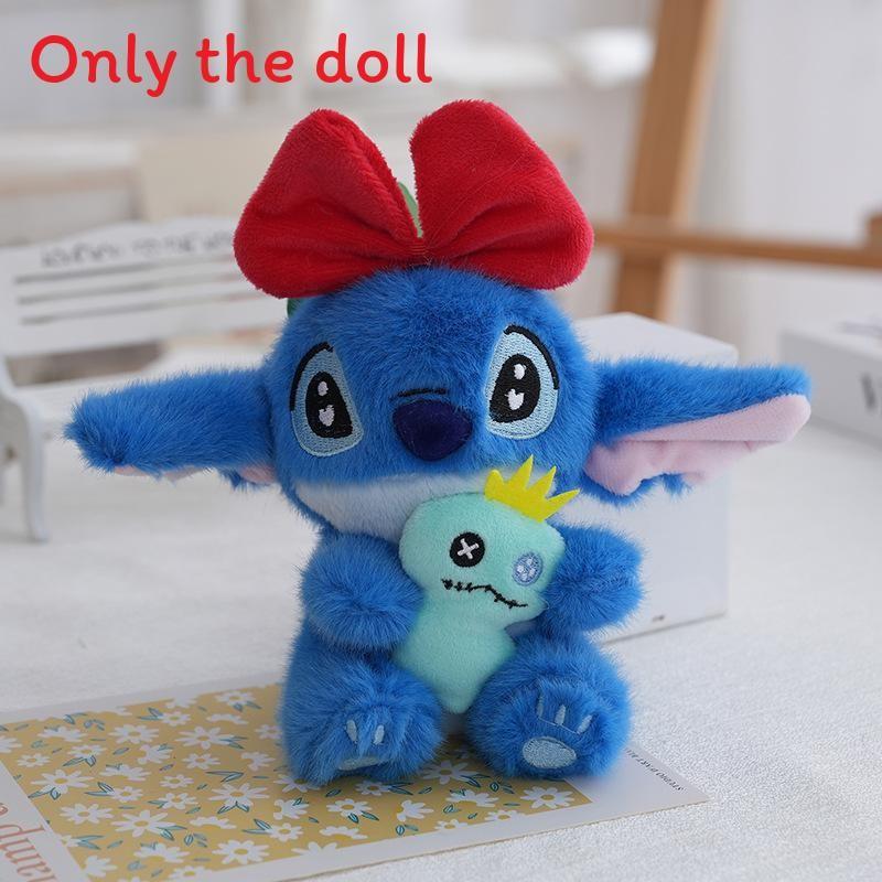 Cute Stitch Hug Doll Bow Headpiece Decor Plush Toy Pendant For Kids And Fans