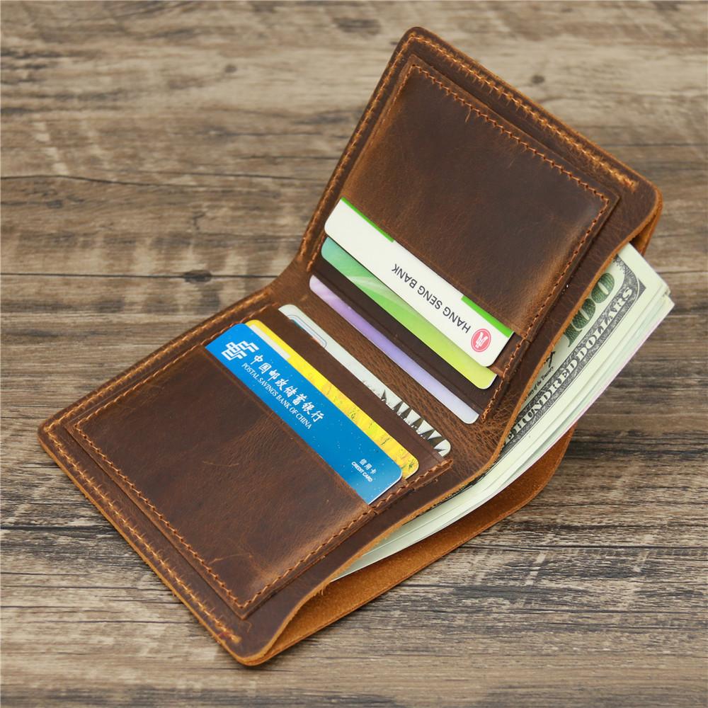 Wallet Men Genuine Leather Short Wallets Vintage Money Purses Business Card Holder
