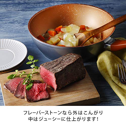 Flavor Stone 4-Piece Pot and Frying Pan Set, Red, Induction Compatible, 24cm Diameter [Official Japanese Product]