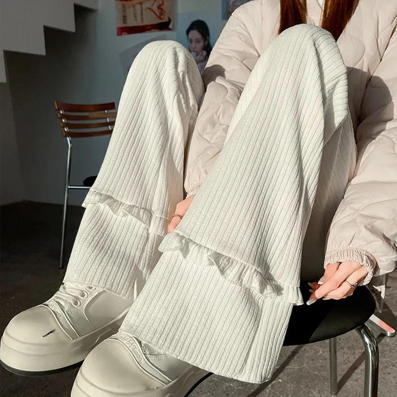 Брюки женские больших размеров, утолщенные, эластичные, с высокой талией, длинные брюки, однотонные, флисовые, повседневные брюки с широкими штанинами