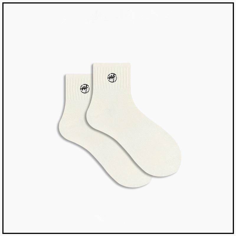 Носки Tide Brand Летние Тонкие Однотонные Носки с Вышивкой Буквами Короткие Носки Tide Чистый Хлопок Спортивные Носки Средней Длины