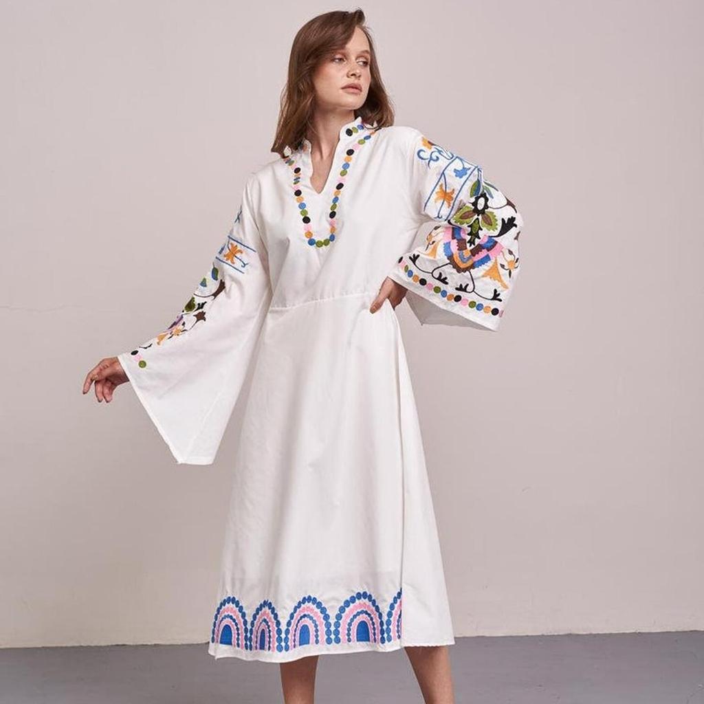 Women's Dress with Floral Embroidery In the Ukrainian Style Stephanie