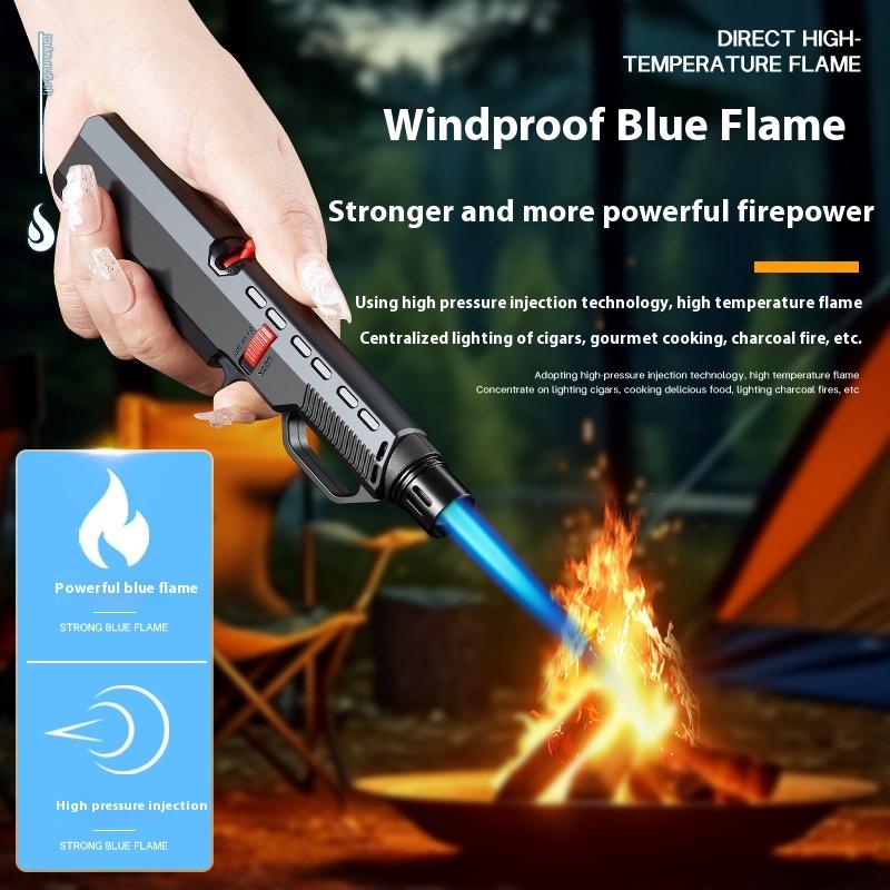 Бутановая газовая зажигалка Надувная зажигалка Ветрозащитная зажигалка-турбо, Портативная кухонная зажигалка, Маленький инструмент для кемпинга на открытом воздухе, барбекю