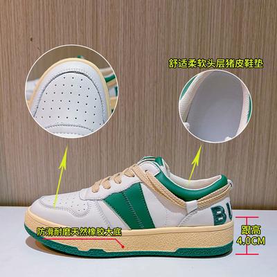 Пара кожаных немецких тренировочных кроссовок женские 2025 весна новая одинарная обувь женская обувь платформа высокий каблук белая обувь большой размер