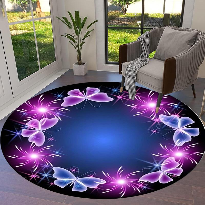 1pc Carpet Chair Mats Butterfly Fireworks Circular Frame Perfect for Decorating Chairs, Polyester Carpet, for Living Room.YDT608