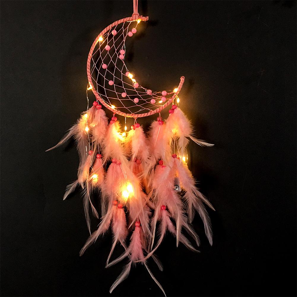 Wall Hanging Decor Night Light Dream Catcher Feather Moon Lamp Children'S Room Decor Decoration Bedroom Decorative Luminaires