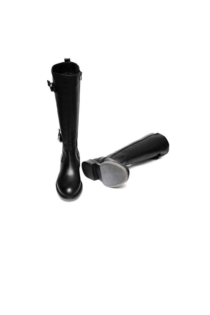 Женские современные стильные модные сапоги, сапоги из натуральной кожи, черные сапоги из натуральной кожи до колена