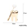 Gold Silver Dental Mirror Brooches Women Doctor Dentist Uniform Brooch Pins Fashion Jewelry Decoration