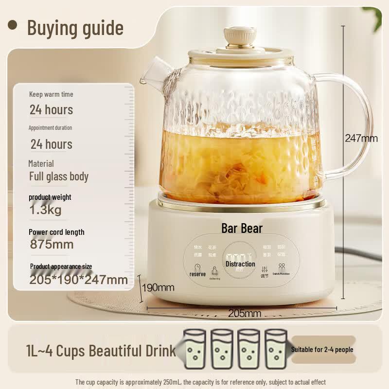 Bear ZMD 1L Multi-function Glass Health & Tea Pot CN plug (adapter included)