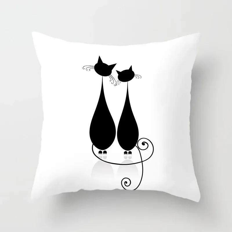 Lovely Cartoon Black Cat Cushion Cover Pillow Cover Sofa Car Home Decoration Room Decoration 45*45cm