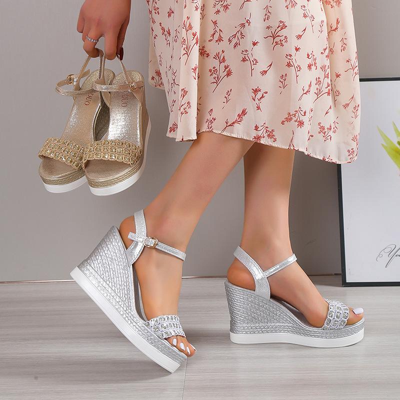 Wedge Heel Year Summer Sandals Fairy Style New Fashion High Heel Thick Sole Comfortable Height Increase Lightweight Women's Shoes