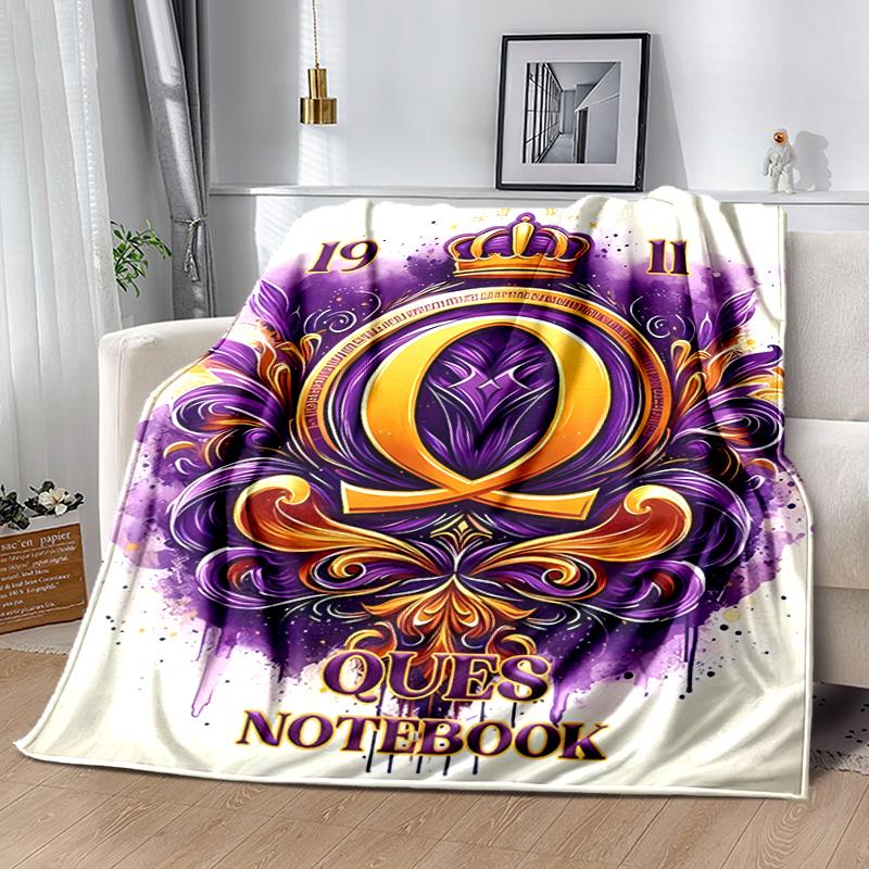 1pc Blanket Omega Psi Phi Print Design, Lightweight Blanket for Sofa, Bed- Soft &Warm, Gift for All Seasons like Christmas, Halloween