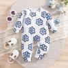 1-9 Months Baby Girl Flower Full Print Romper Casual Long Sleeve Jumpsuit Bodysuit