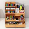 Wooden Pen Pencil Storage Holder Office Study Desk Organizer Box Tidy Shelf Case