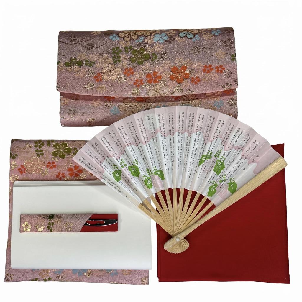 Tea Ceremony Practice Set Tokumasu Sadogu Tri-Fold Fukusa Red and Pink for Women
