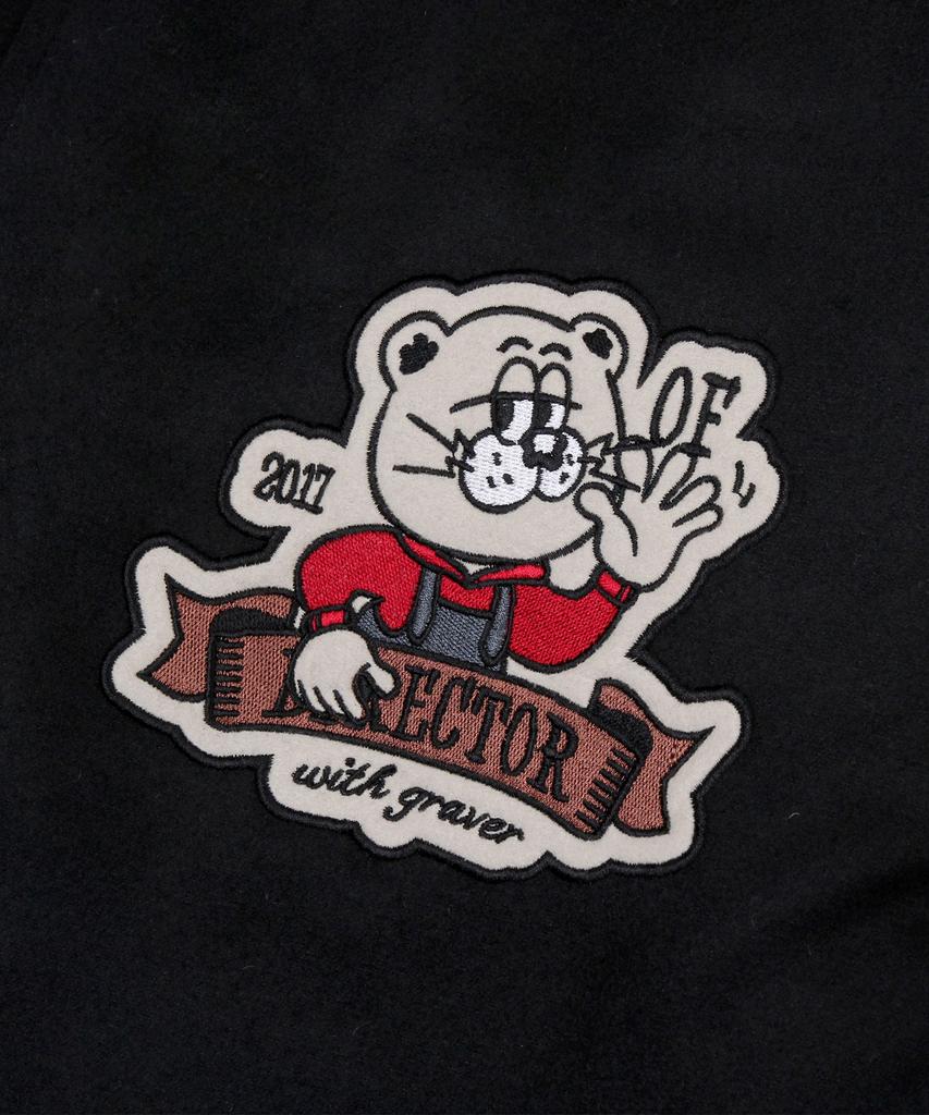 Унисекс varsity-куртка с изображением медведя_Черная