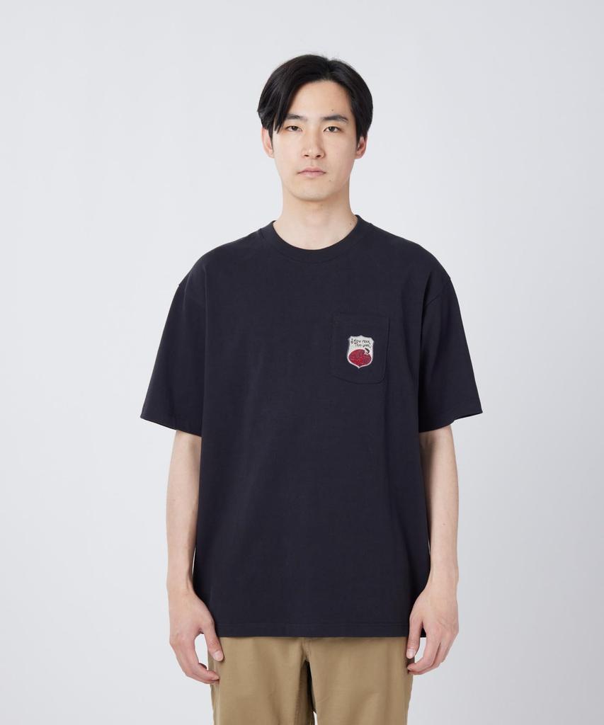 Snow Peak Trad Label Pocket Heavy T-Shirt SPTL-TS-26SU906, Black, Size M. Unisex heavyweight short-sleeve tee with a chest pocket.