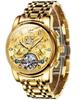 Arm Watch Watch Automatic Winding Gold Popular Stylish Skeleton Tourbillon Style Luminous Date Waterproof Men's