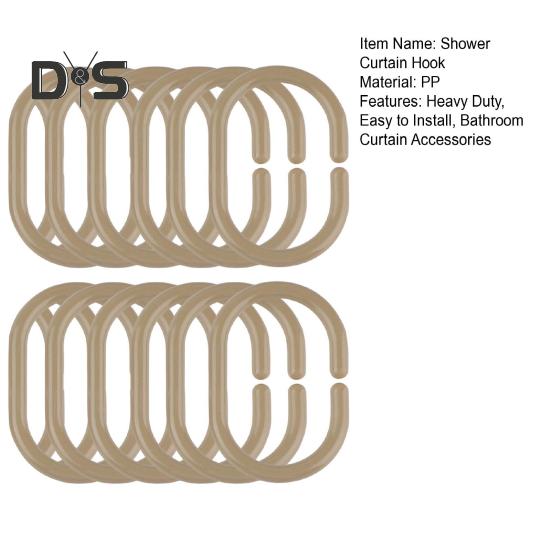 12 шт. крючков для душевой занавески, прочный универсальный держатель для душевой стойки в форме буквы С, аксессуары для штор в ванной комнате