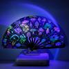 UV Fluorescent Folding Fan Lightweight Kung Fu Dance Performance Handheld Fan Portable Summer Cooling Fan Decoration Party Accessories