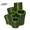 Mold Resistant Toothbrush Storage Holder, Green Bamboo Shape, 6 Slot Natural Bathroom Set Organizer, for Countertop Razors And Makeup Brush Holder