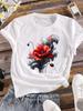 (Азиатский размер) прекрасный цветочный тренд 90-х сладкая одежда мода принт женская повседневная верхняя женская футболка с коротким рукавом футболка с рисунком футболки