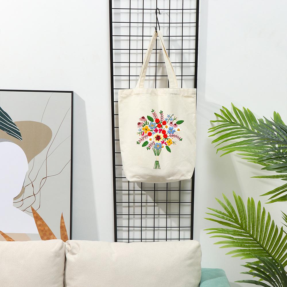 Hoops Canvas Carrying Bag Sewing Needlepoint Kits Embroidery Kit Cloth Threads Tools Cross Stitch