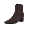 Cow Suede Nubuck Pointed Toe Thick Heels Chelsea Boots Size 43 Zip Beauty Lady Women Ankle Boots