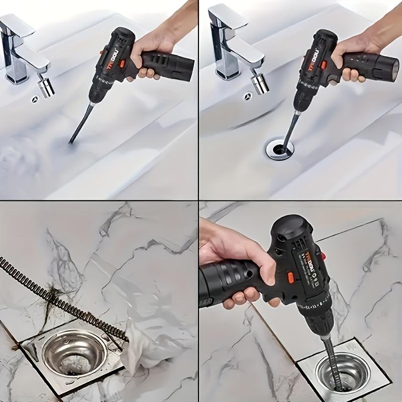 1pc Heavy-Duty Electric Drain Snake with Powerful Motor - 59.06inch Long Flexible Cord & Extension Rod, One-Shot Toilet, Shower, Sink, Bathtub