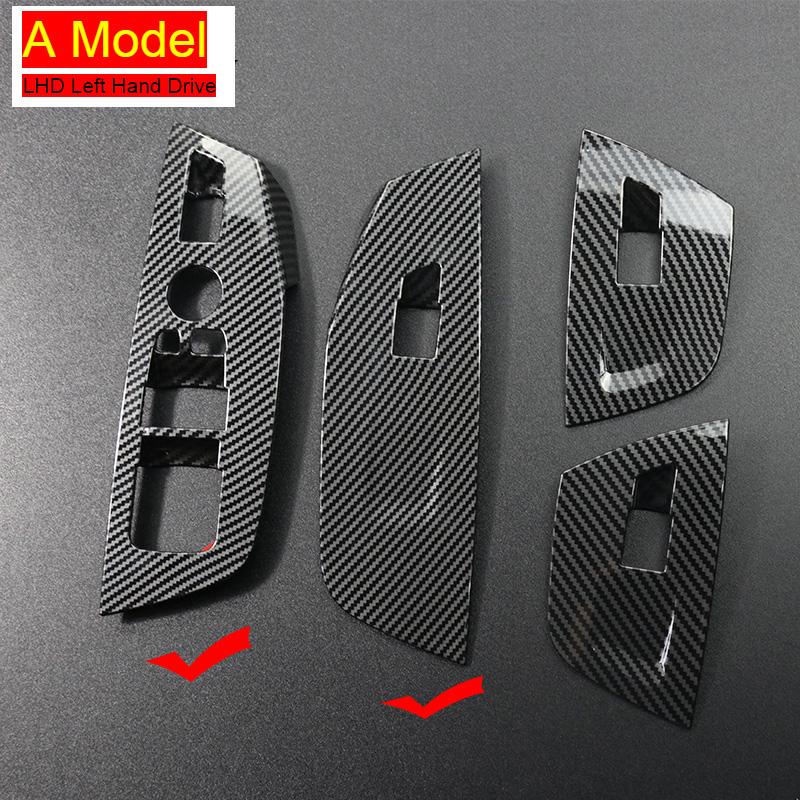 RHD Car Door Button Panel Carbon Fiber Stickers Cover Frame For BMW X3 X4 G01 G02 Armrest Window Glass Lifting Auto