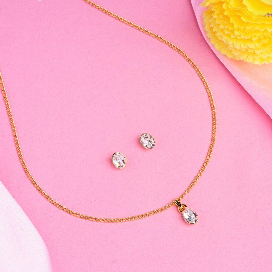 Estele Gold Plated Solitaire Pendant Set for Girls and Women