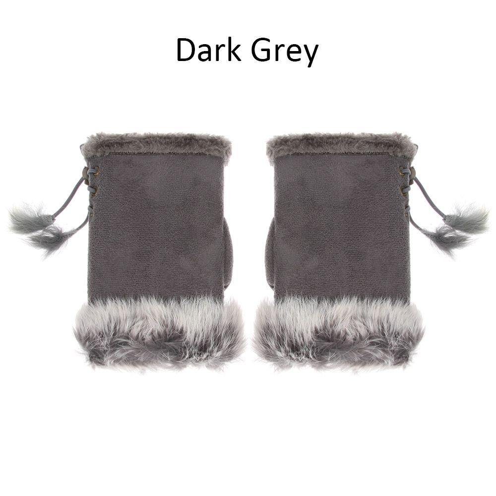Winter Keep Finger Warm Elastic Warm Mittens Fingerless Faux Rabbit Hair Gloves Thicken Warm