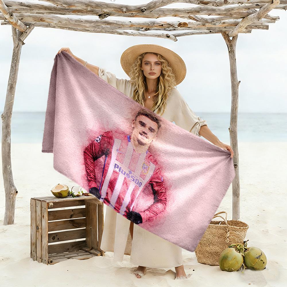 White Stripes Beach Towel Soft Durable Quick-Dry Comfortable Lightweight