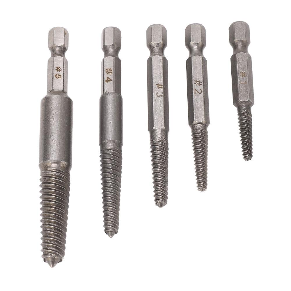5PCS Chrome-Moly Alloy Steel Screw Remover Set Bolt Extractor Tool For Damaged Bolts
