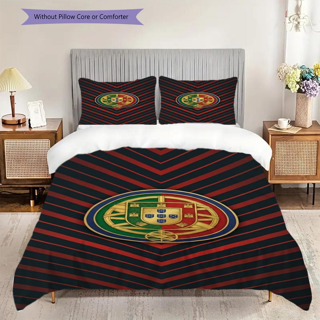 Portuguese Heritage Emblem Bedding (1 * duvet cover + 2 * pillowcase, without core) Soft and comfortable Bedding set Christmas birthday gift