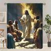 Jesus Painting Printed Curtain, Polyester Semi-transparent 2pcs Curtain -, Suitable for Living Room Decoration, Home Decoration