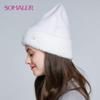 SOMALER Winter Hat for Women Thick Bonnet for Female Solid Color High Quality Rhinestone Cap New Beanie