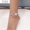 Stylish Double Heart Crystal Chain Anklet Women Chic Ankle Rhinestone Bracelet Summer Leg Accessories Fancy Gift Fashion Jewelry