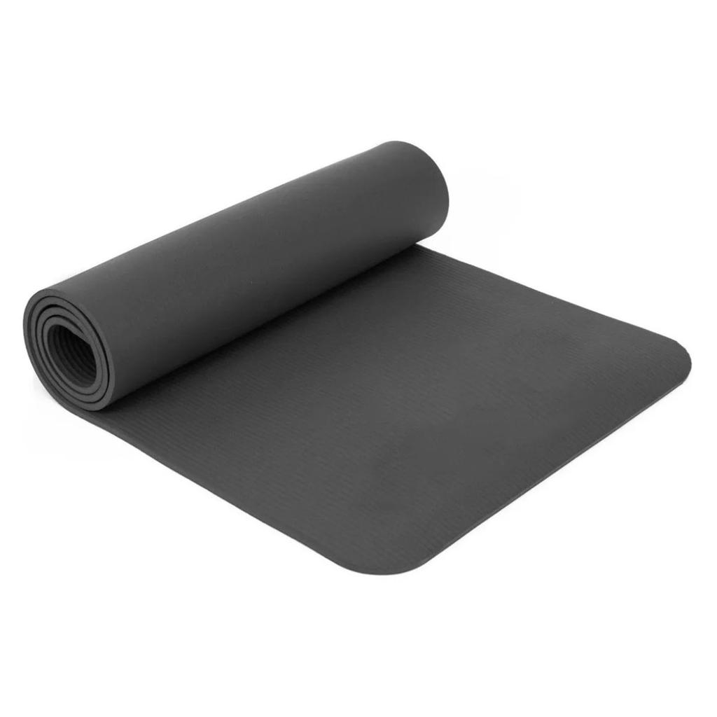 Exercise Mat Black 72x24x0.4in Thick NBR High Safety Anti Slip Texture Easy Furl Pilates Mat for