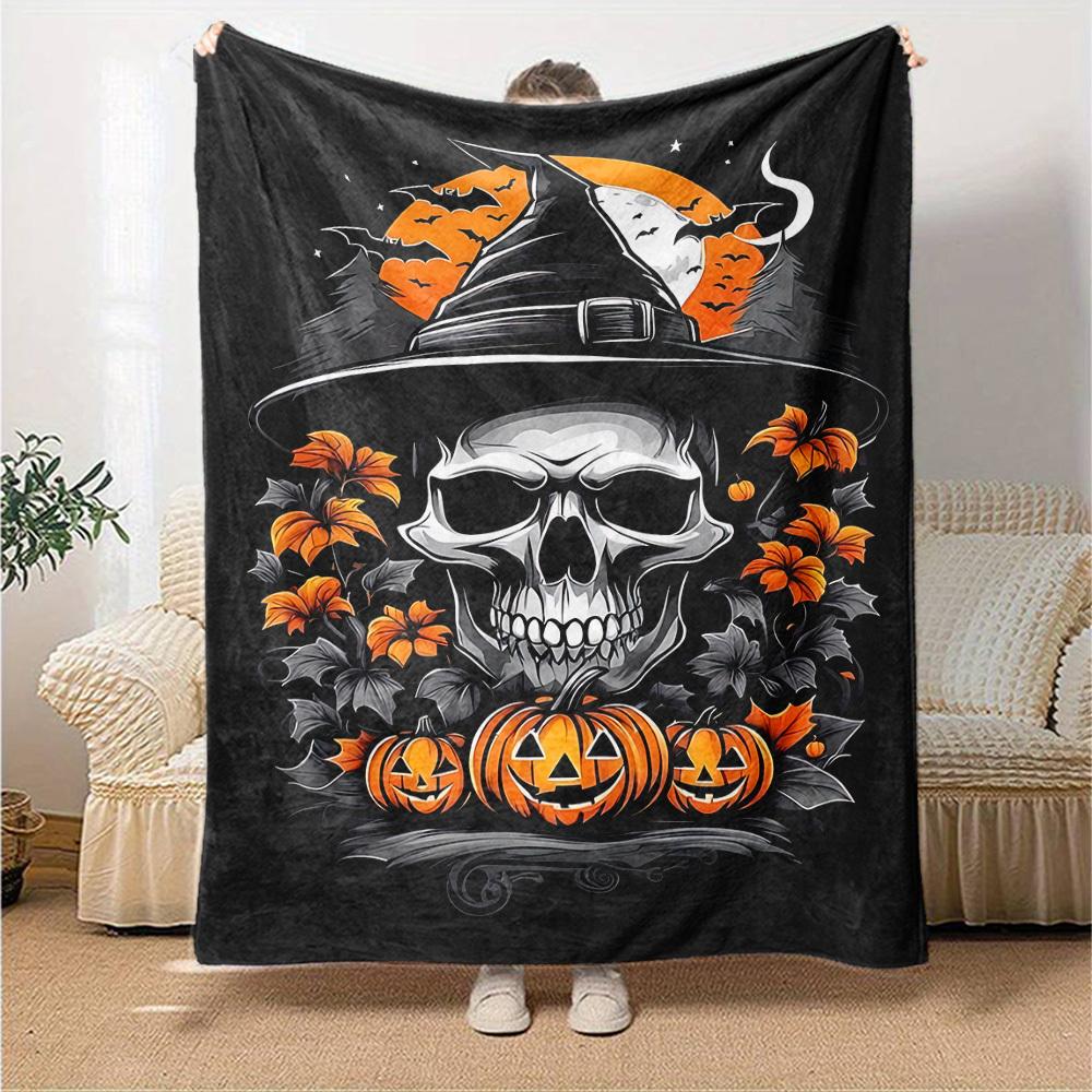 1pc Halloween pumpkin Throw Blanket Soft Flannel, Cozy All Season Polyester Perfect for Home, Office