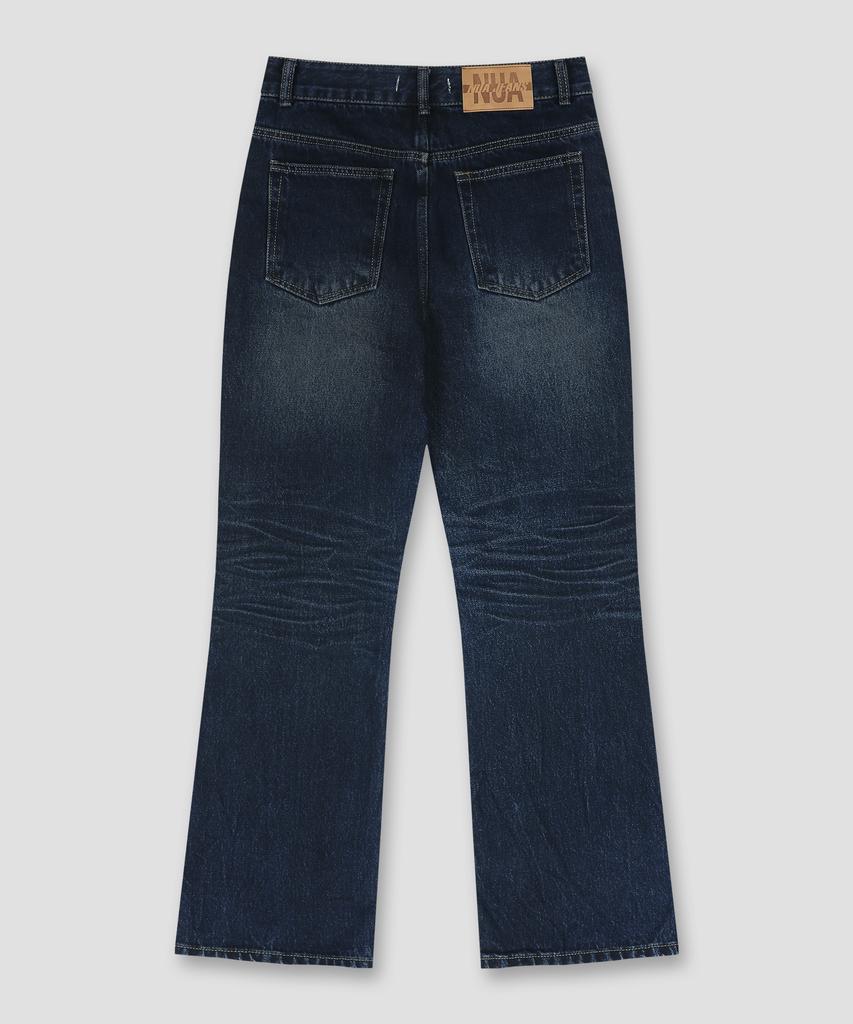 NUAKLE Unisex Loose Fit Bootcut Denim_Deep Blue