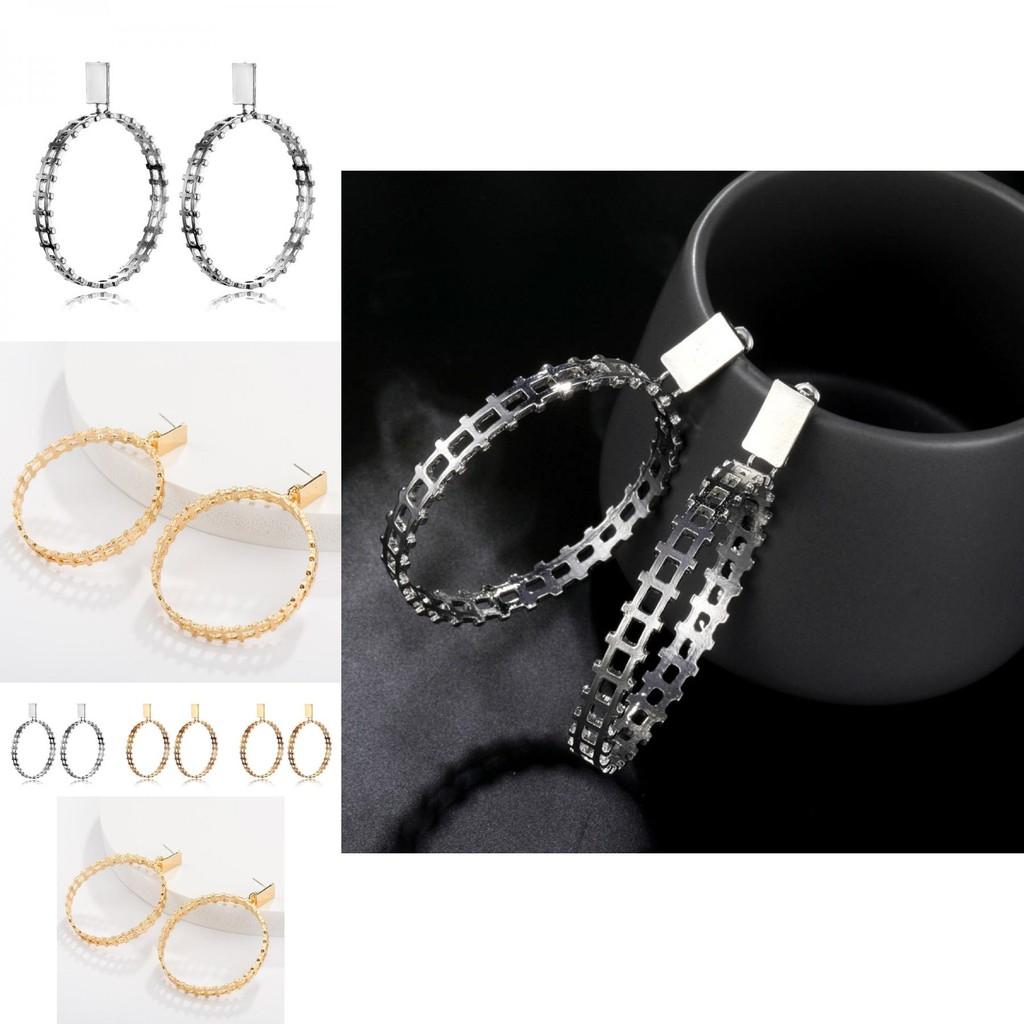 Стильные геометрические серьги с золотым покрытием Модные украшения в уличном стиле