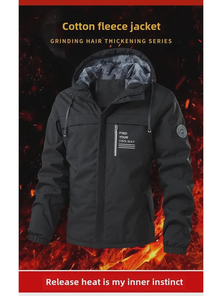 Модная хлопковая куртка с капюшоном для мужчин и пар на осень/зиму — теплая, на бархатной подкладке, утолщенная, повседневная.